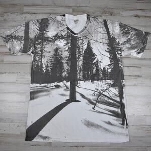 Y2K vintage black/white cotton outdoor nature scenery trees t-shirt size large